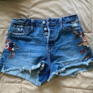 A&F jean shorts embroidered